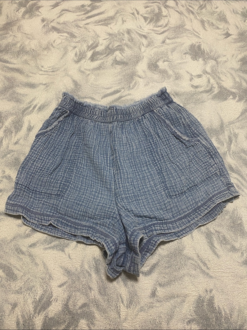 aerie Blue High-Waist Gauze Pull-On Shorts
